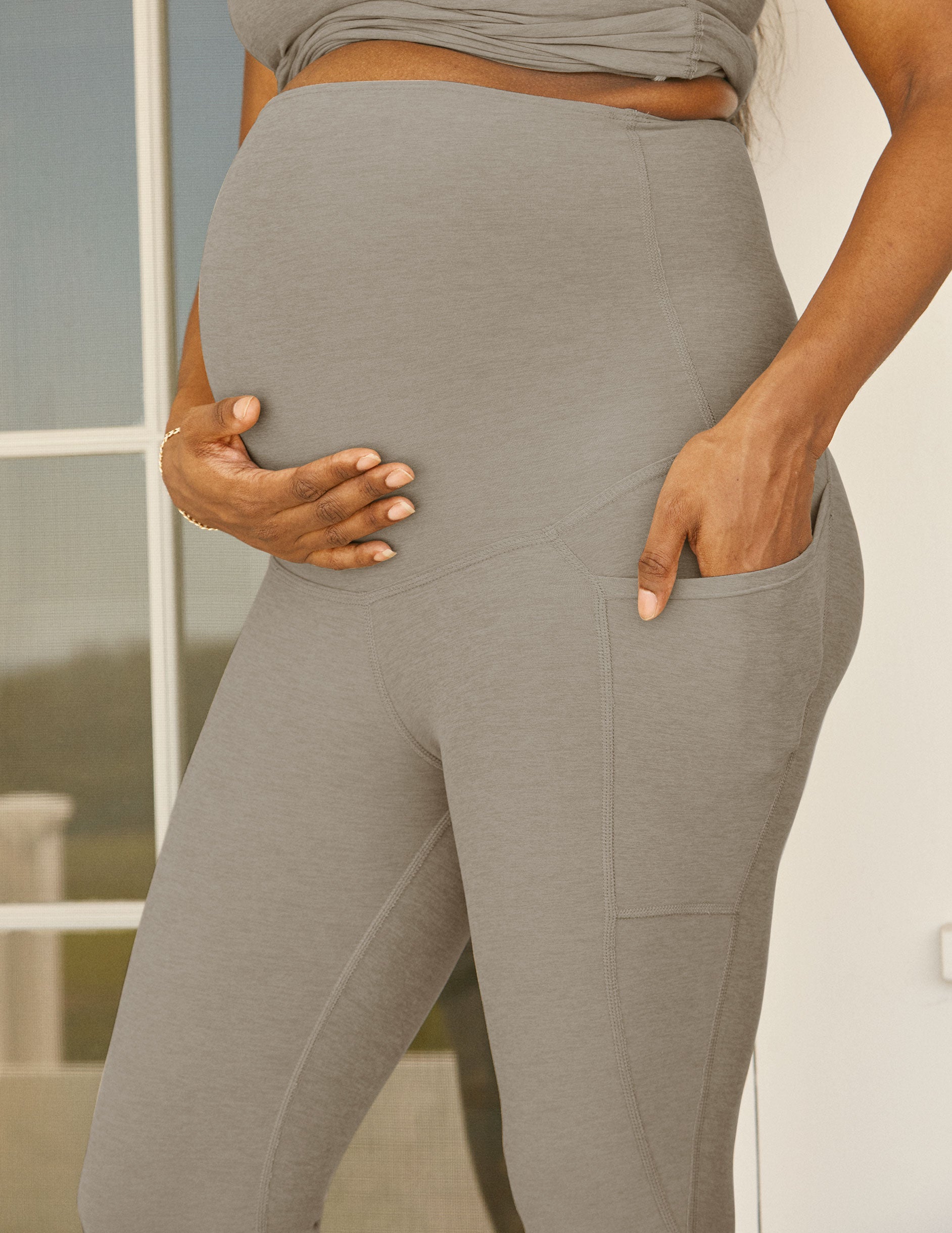 NWT $110 Beyond Yoga Spacedye Love Bump Maternity Pocket Legging Red [ S ]  #5198