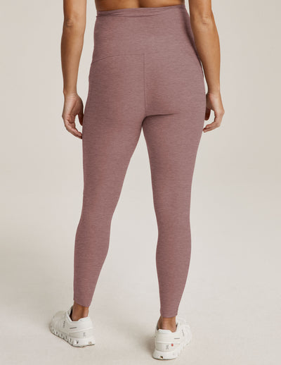 brown maternity high waisted legging with pocket at sides