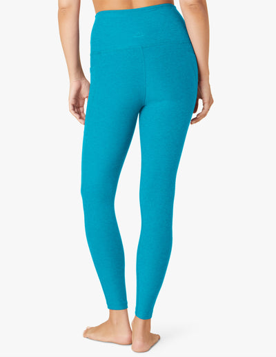 blue midi high waisted legging with pocket at side