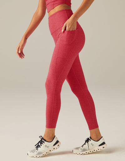 red high waisted midi pocket legging 
