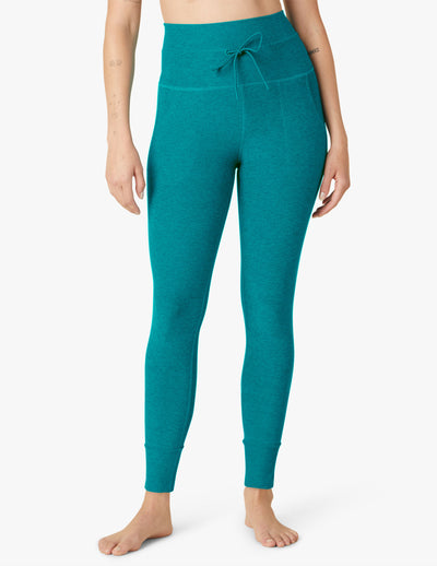 blue jogger with tie front at waist