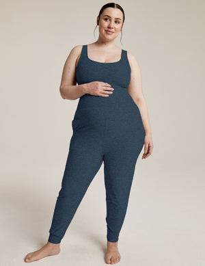 blue maternity jumpsuit