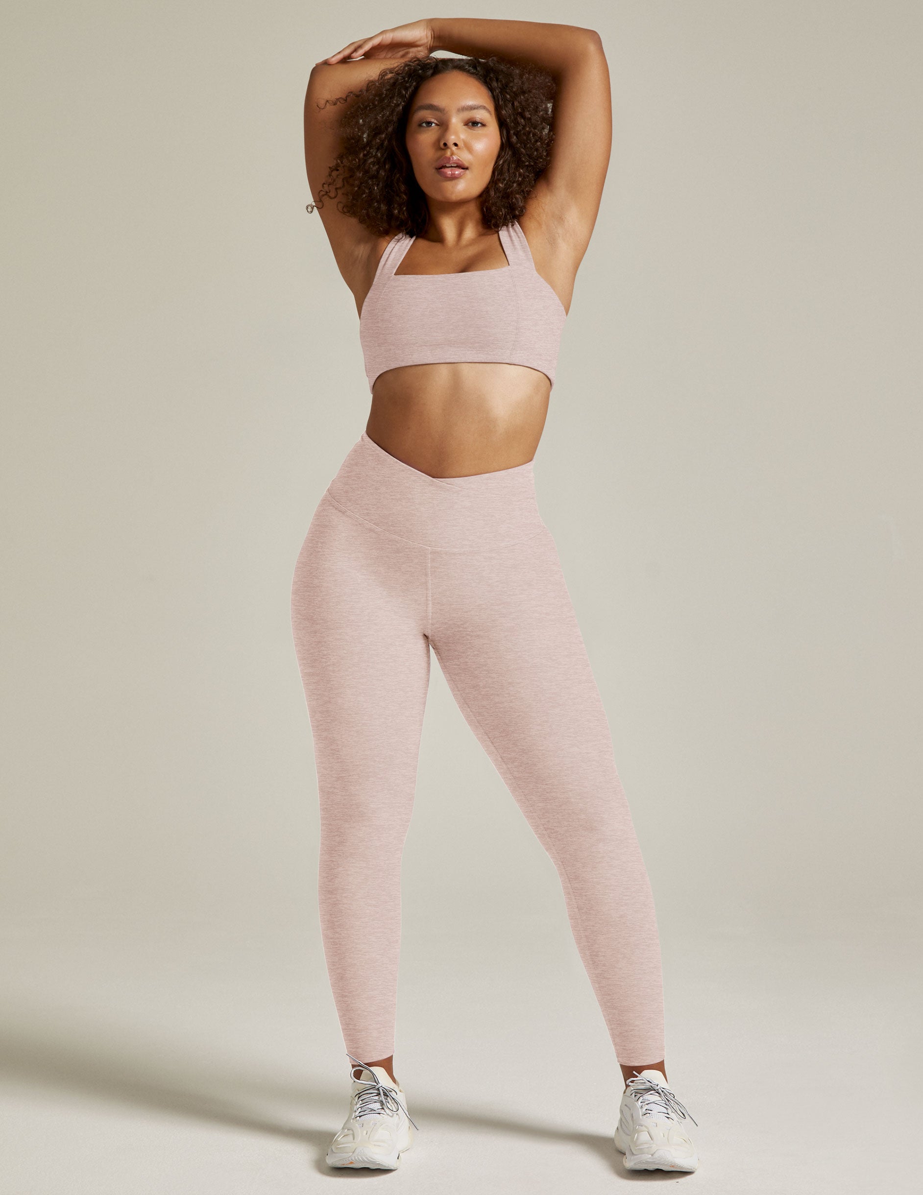 pink bra top paired with pink high waisted legging