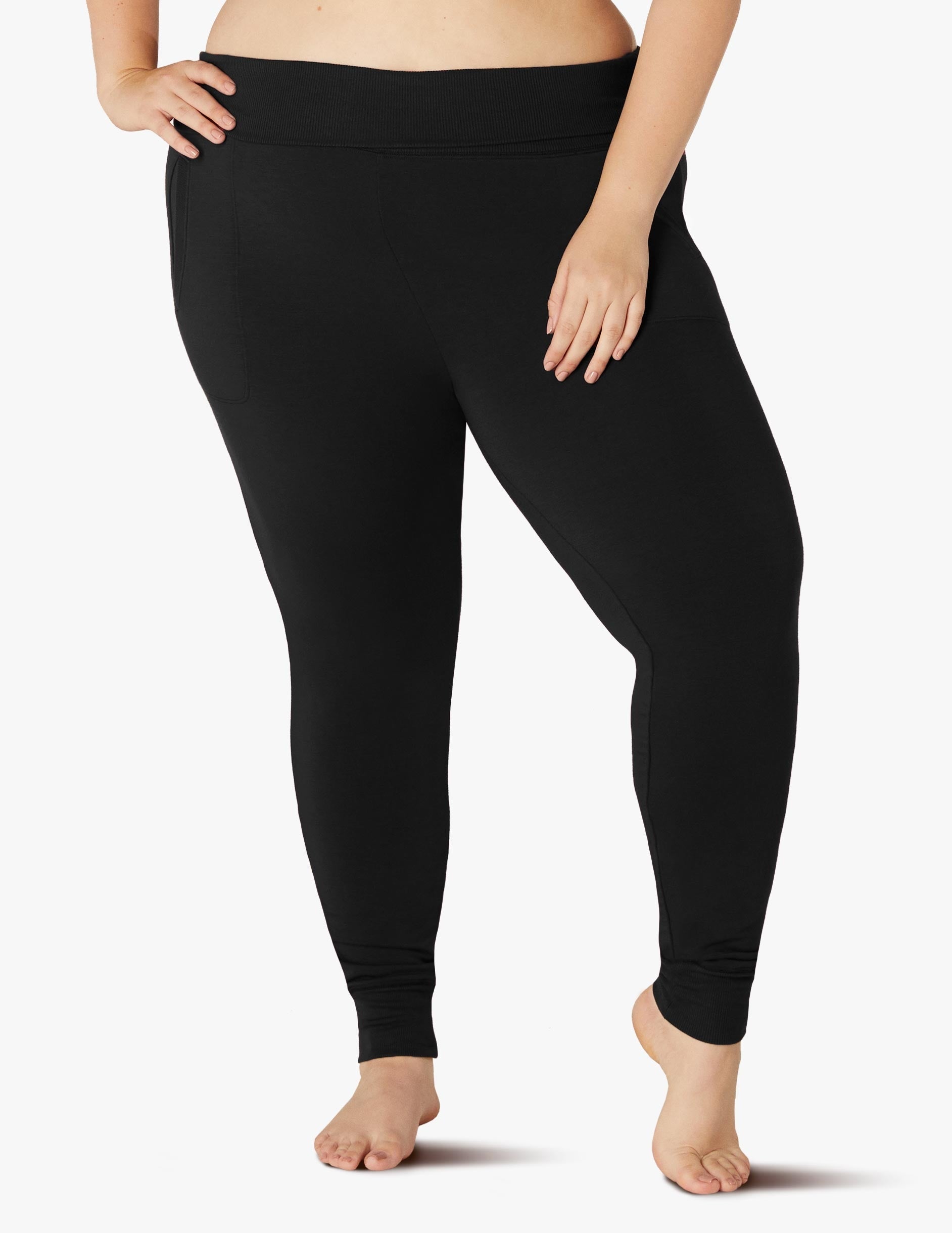 Beyond Yoga Women's Cozy Fleece Foldover Long Sweatpant, Black, X